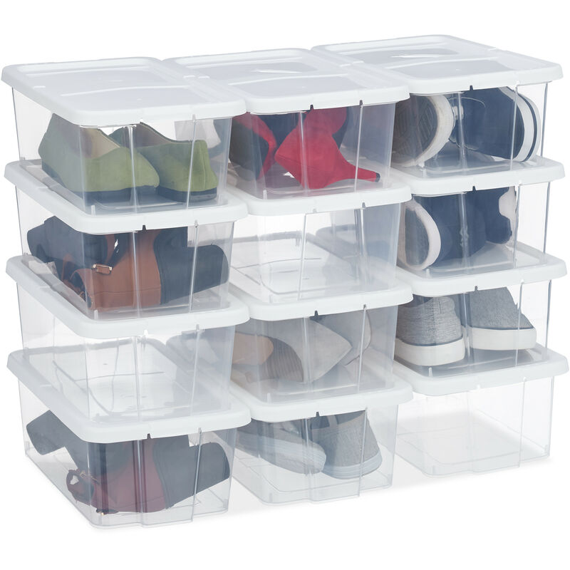 INSTY Set di 8 scatole per scarpe impilabili in plastica trasparente  scarpiera con coperchio scatola portaoggetti per scarpe e organizer per  scarpe da