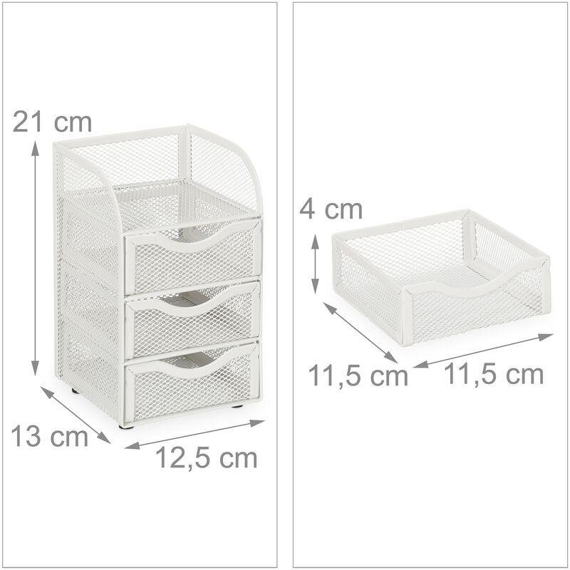 Relaxdays Portaoggetti da Scrivania, 26x30x31 cm, Cassettiera con 3  Tiretti, Organizer per Ufficio & Studio, Naturale