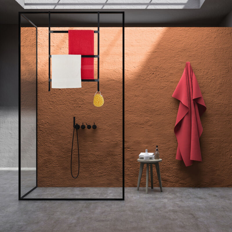 Relaxdays Portasciugamani da Porta, Senza Trapano, 3 Aste e 2 Ganci, HLP:  85 x 54,5 x 15 cm, Appendi Asciugamani, Nero