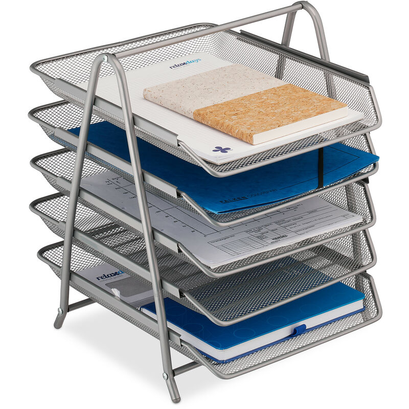 Relaxdays Organizer Portadocumenti in Acciaio, 3 Vaschette