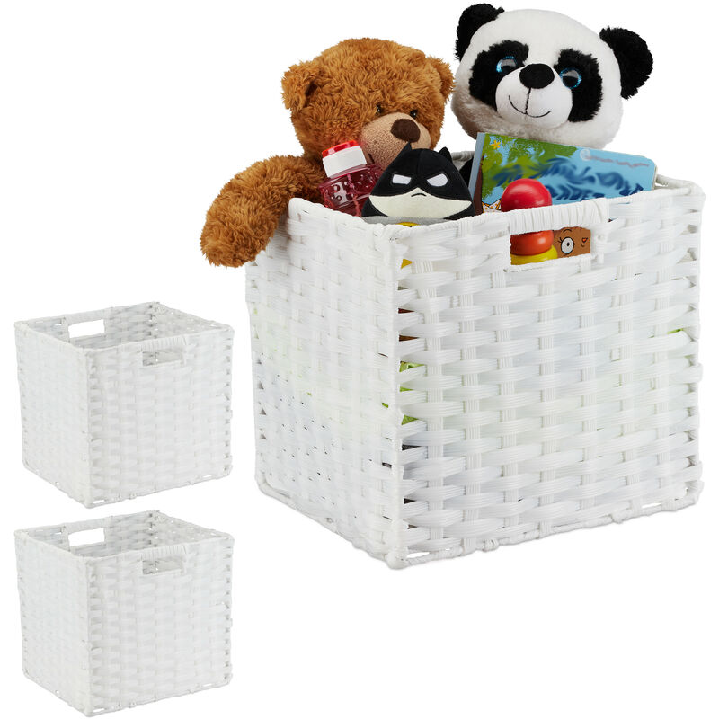 Set di 3 Cesti Portaoggetti Teddy White