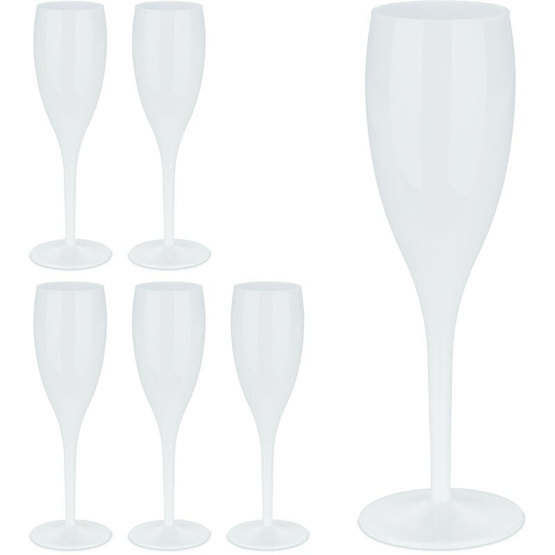 Set 6 calici flute vino prosecco 250 ml riutilizzabili bicchieri plastica  dura