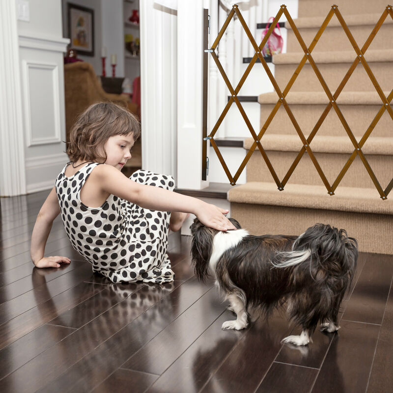 Cancelletto Sicurezza Cani Relaxdays In Bamb&ugrave; - Recinzione Regolabile Fino A 130 Cm, Alto 87,5-100 Cm