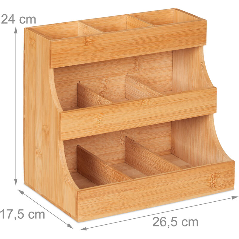 Organizzatore Porta Bicchieri In Bambù Relaxdays - 6 Scomparti, 29.5x34.5x17 Cm, Per Caffetteria - Foto 6