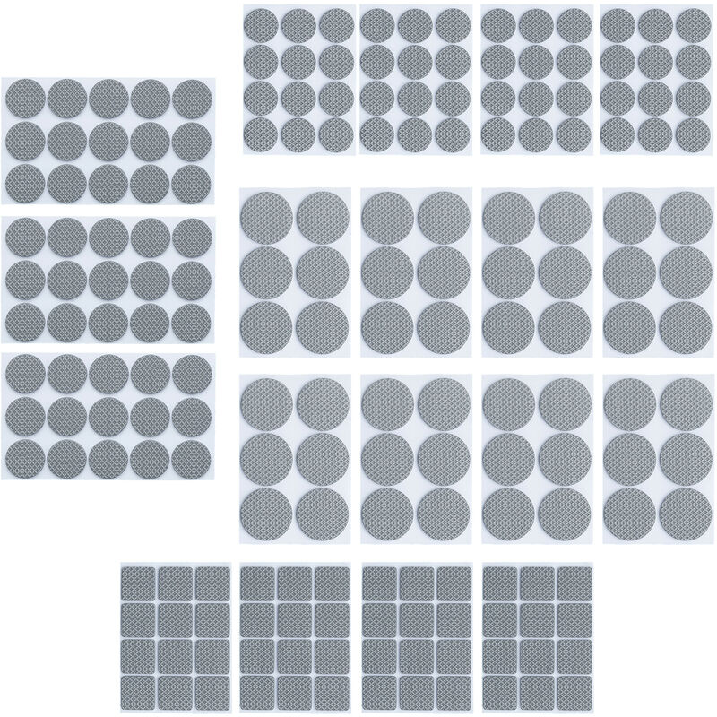 Relaxdays Set da 189 Feltrini per Sedie Antiscivolo, Autoadesivi 4 Misure  Differenti Gommini EVA, Stoppini, Grigio Scuro