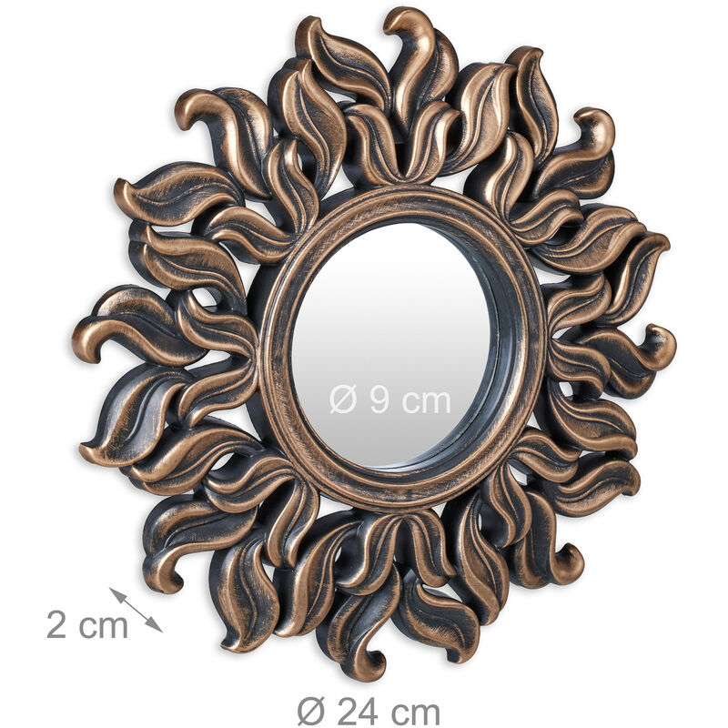 Relaxdays Set Da 3 Specchi Rotondi, Da Parete, Cornice Decorativa In Plastica Salotto Corridoio Ingresso 25 Cm Oro 68945339