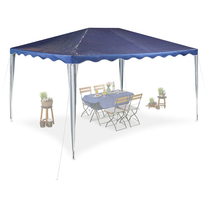 Relaxdays Gazebo 3x4 m, Tenda da Giardino, Pergolato da Esterno, Tetto in  Telo PE, Struttura Acciaio, Blu Scuro Bianco