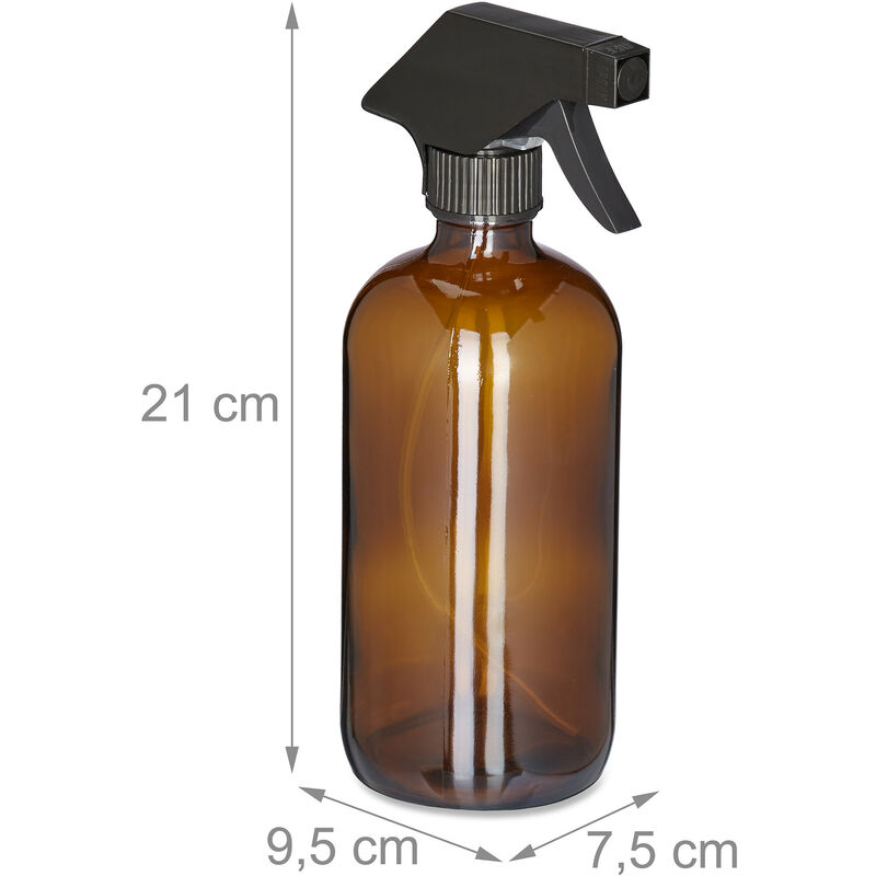 Relaxdays Spruzzino Nebulizzatore, Set 6, 500ml di Bottiglie Spray Vuote,  Vaporizzatore Parrucchieri, Pulizia, Marroni