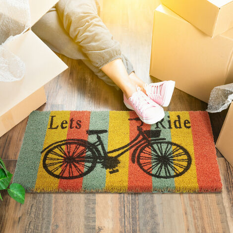 Relaxdays Zerbino Ingresso Casa, 40x60 cm, Tappeto con Bici