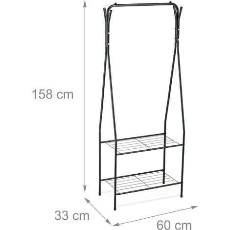 Relaxdays Stand Appendiabiti Salvaspazio, 2 Ripiani e 6 Ganci, Camera da  Letto e Corridoio, HLP 158 x 60 x 33 cm, Nero