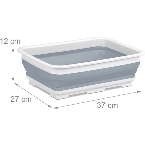 Vaschetta Pieghevole Da Campeggio 48x27x19 Cm: Secchio Multiuso Con Manico, In PP/TPR, Ideale Per Pesca, Picnic, Giardinaggio E Casa, Bianco/Grigio