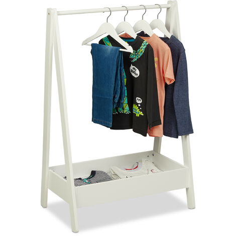 Appendiabiti Per Bambini, Modello Classico, Colore Bianco, Altezza Regolabile, Struttura Robusta