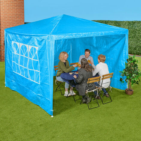 Relaxdays Tende Laterali per Gazebo 2x3 m, Set 3, Telo Impermeabile, Pareti  in PE con Chiusure