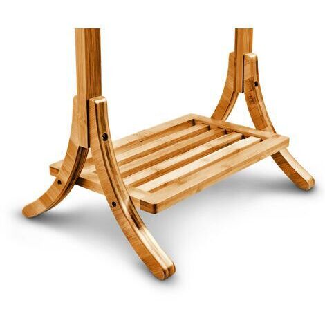 Portasciugamani Da Terra In Bambù - 3 Barre E Ripiano, 105x40x27 Cm, Per Bagno O Camera - Foto 6