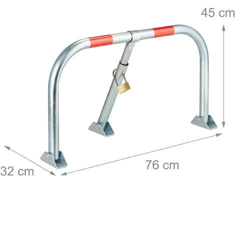 Relaxdays Barriera Parcheggio, Blocco Posto Auto, Catarifrangente, Metallo, 47x70x18 cm, Sbarra Posteggio, Argento (Confezione da 2 Relaxdays Barriera Parcheggio, Blocco Posto Auto, Catarifrangente, Metallo, 47x70x18 cm, Sbarra Posteggio, Argento (Confezione da 2