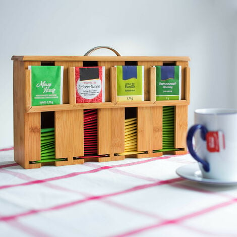 Relaxdays Scatola Porta Tè e Tisane, 160 Bustine, Organizer per vari Aromi,  H x L x