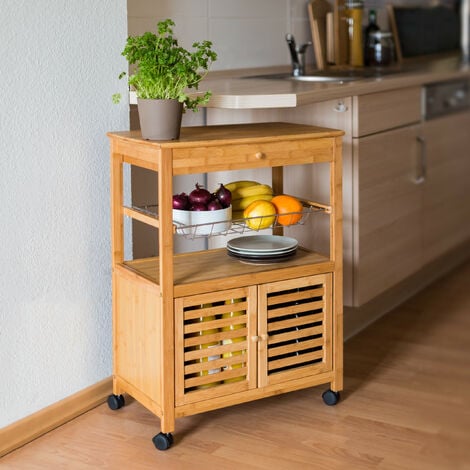 Carrello cucina in legno bambù con 3 ripiani