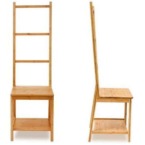 Seduta Con Ripiani Per Asciugamani Sedia Portasciugamani In Bambù, HLP 133 X 40 X 42 Cm, Per Bagno E Camera Da Letto Omino Servomuto Naturale Relaxdays 84696013 Arredamento Bagno Naturale