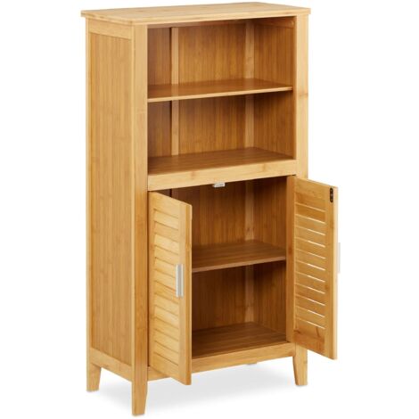 Relaxdays Mobile Armadietto LAMELL in bambù & MDF | WhichOne