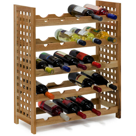 CHEKZ Portabottiglie vino, cantinetta vino legno, Portabottiglie da 25  Bottiglie, per cucina, sala da pranzo, bar, dispensa, cantina e soggiorno  (Size