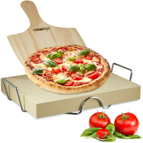 Relaxdays Pietra Refrattaria, Set per Pizza, Ollare Spessa 3 cm