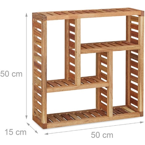 Relaxdays Mensola da Muro per Libri, Scaffale a Parete, 3 Ripiani in Legno  di Noce, HLP