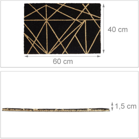 Relaxdays Zerbino Rettangolare 60x40 Cm, In Gomma Antiscivolo, Per Interni Ed Esterni, Colore Nero, Universale E Tagliabile Su Misura