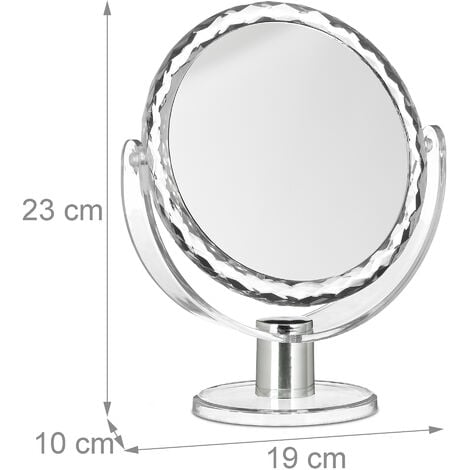 Relaxdays Specchio da Trucco Ingranditore, Rotondo, Specchiera da Tavolo  Specchietto Tondo HLP: 23x19x10 cm, trasparente