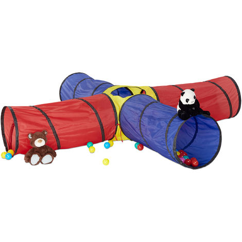 Relaxdays Tenda tunnel per bambini XXL grande tunnel da gioco 4 tubi colori  sgargianti per bimbi da 3 anni colorato
