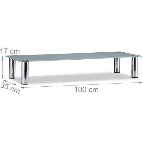 Tavolino TV In Vetro - 100x35x17 Cm Con Gambe Cromate - Foto 4