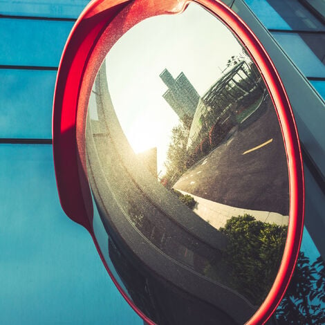 Relaxdays Specchio Stradale Convesso 60 cm, Resistente e Infrangibile, con  Staffa Di Fissaggio, Angoli Ciechi, Rosso