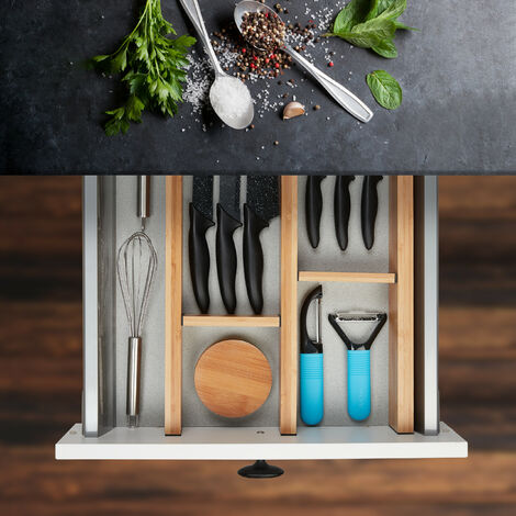Organizer Cassetto Cucina Espandibile In Bambù Per Bustine Tè E Caffè – 10 Scomparti Regolabili, 17 Pollici