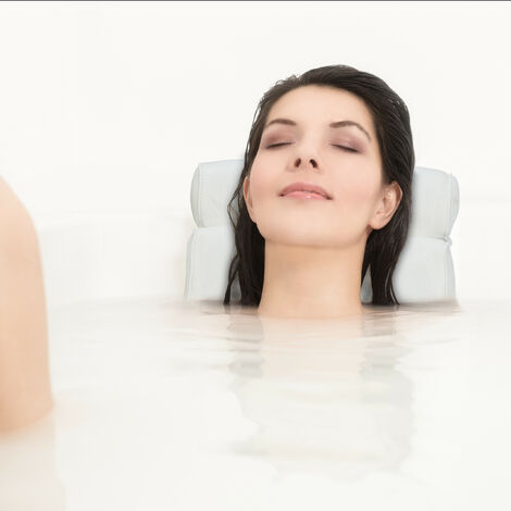 Cuscino Poggiatesta Per Vasca Da Bagno Relaxdays Con Ventose Antiscivolo, Bianco, Supporto Per Testa E Collo - 2