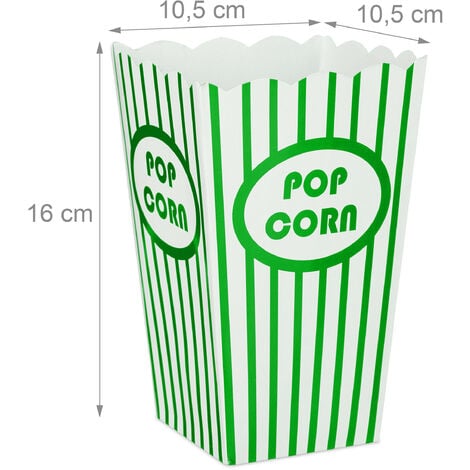 Relaxdays Sacchetti per Popcorn, Set da 48, a Righe, Feste Compleanno Tema  Cinema, Box Contenitore Cartone, Verde Bianco