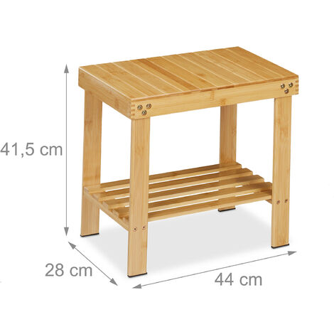 Sgabello Da Bagno In Bambù Con Ripiano Relaxdays - Panchetta 45x51,5x34cm Per Corridoio O Bagno - Foto 2