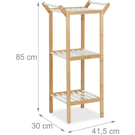 Relaxdays Mobiletto da Bagno in Bambù, Scaffale 6 Ripiani, Armadietto,  Resistente all'Umidità, 119x33x25,5 cm, Naturale