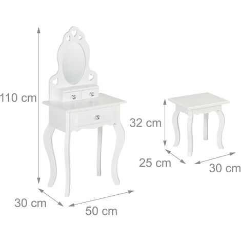 HOMCOM Toeletta per Bambini con Sgabello Specchio e Cassetto | Italy