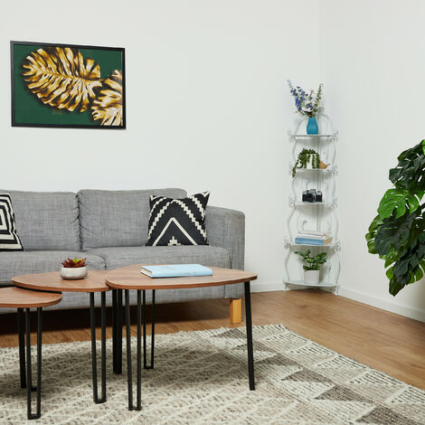 Relaxdays Scaffale Per Fiori, 70 X 89 X 26,5 Cm, Ripiani Per Piante Decorativo Portafiori Per Interni Da Terra Bianco 84799628