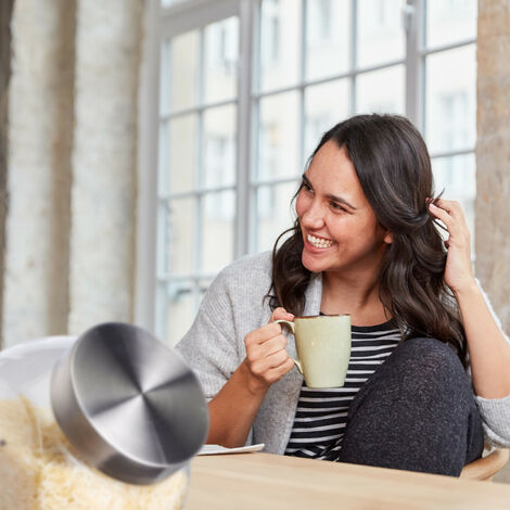 Relaxdays Set 2 Barattoli Vetro Per Caramelle 1,5L - Coperchio Acciaio Inox, Hermetici - Foto 7