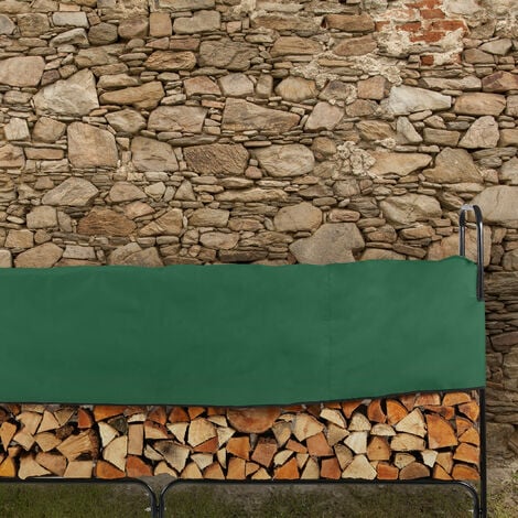 Relaxdays Porta Legna da Camino, Portalegna da Ardere, Acciaio, HLP:  122x250x30 cm, con Telo Grande, Esterni