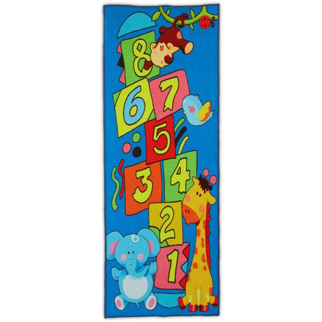 Relaxdays Tappeto per Bambini, Tappetone da Gioco con Animali Disegnati,  179 x 67 cm, Gioco della