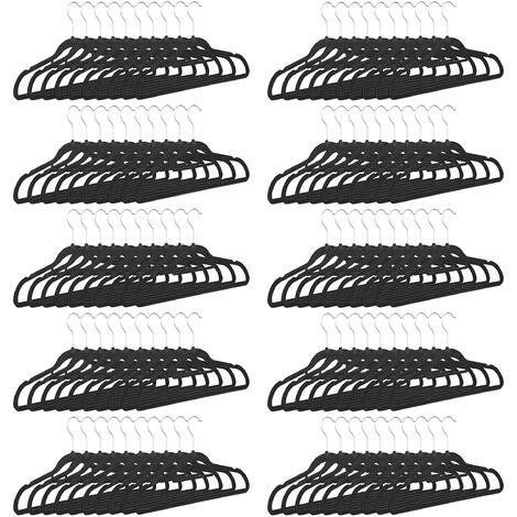 Set 100 grucce sottili, appendi pantaloni salvaspazio, fodera velluto, ganci girevoli a 360°, 22,5x41 nero