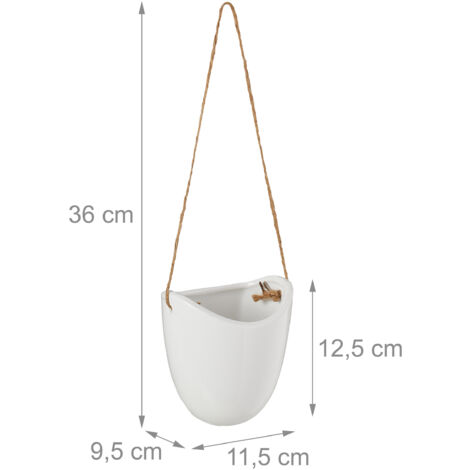 Relaxdays Set 3 Vasi Sospesi Per Piante In Vimini, Fatti A Mano, Con Rivestimento Interno E Catena In Ferro, H 45 Cm, Per Interni E Esterni Protetti, Stile Boho, Nero - 4