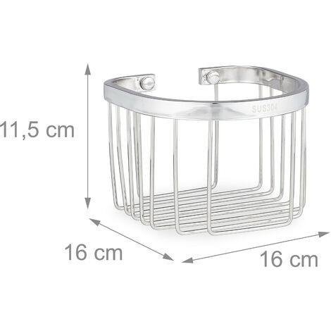 Relaxdays Mensola Doccia In Acciaio Inox – Portashampoo Da Parete, 11,5x16x16 Cm, Bordo Alto, Argentato - 2