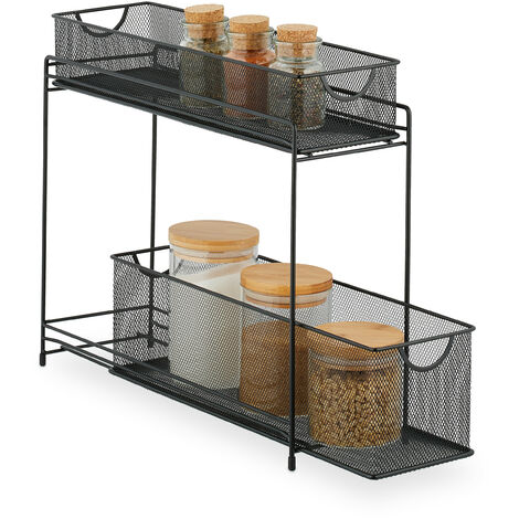 Relaxdays Organizer per Armadietti Cucina, Organizzatore Estraibile in  Metallo, 2 Cestelli, 32 x 19 x 35