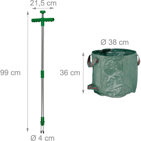 Estirpatore Manuale Erbacce Relaxdays - Strappa Radici Con Espulsione - 37 Cm - Verde/Argento - Foto 5