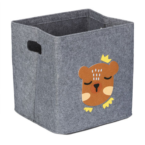 Relaxdays Set 2 Scatole Portaoggetti In Stoffa Pieghevoli 27L Con Coperchio E Maniglia - Grigio
