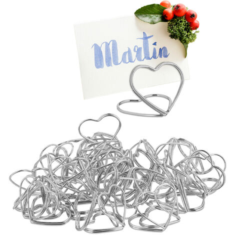 Relaxdays Mini Segnaposto da Tavolo, Set da 48, Portacarte a forma