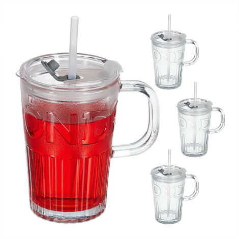 Verre à Lait Avec Paille – Tasse En Verre Pour Jus, 6,5x11cm, Lot Ou à L'unité, Neuf