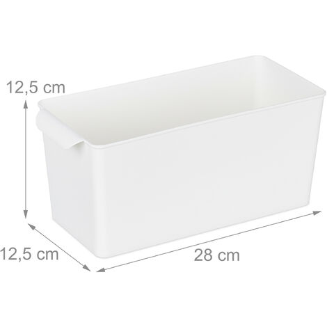 5 Cestini Portaoggetti In Plastica Bianchi 20.5x14.5x7cm - Con Maniglie, Per Organizzazione - Foto 6